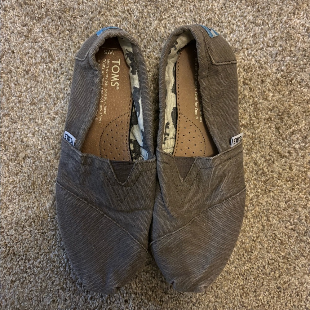 TOMS Brown Canvas Slip-Ons